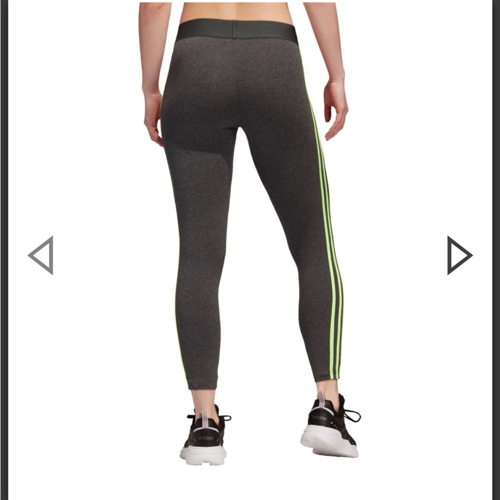 Adidas Charcoal Leggings with Neon Green Stripes size S EUC! - Picture 3 of 8
